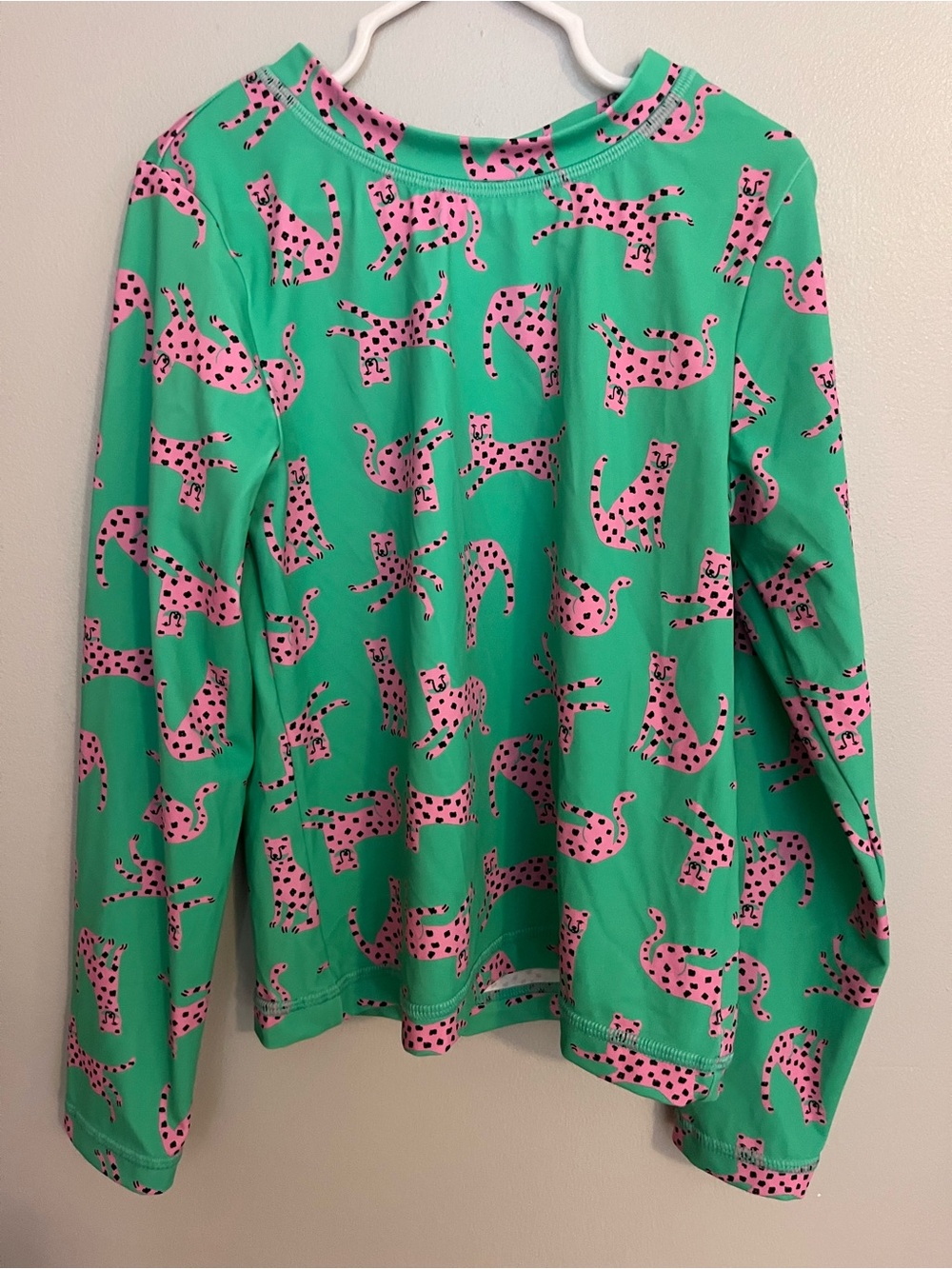 Hanna Andersson Kids'‎ Green Rashguard with Pink Leopard Print